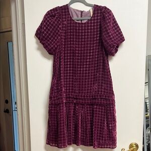 Uncle Frank Velvet Polka Dot Flower Drop Waist Dress Orchid Purple XS NWT